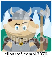 Poster, Art Print Of Mexican Viking Guard Man Holding An Ax