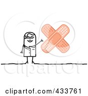 Royalty Free RF Clipart Illustration Of A Stick Woman Doctor With Large Bandages