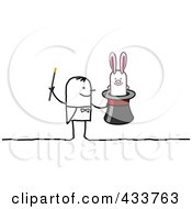 Poster, Art Print Of Stick Man Magician With A Rabbit In A Hat
