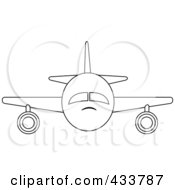 Poster, Art Print Of Front View Of An Outlined Airplane