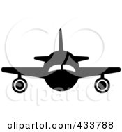 Poster, Art Print Of Front View Of A Black And White Airplane