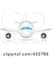 Poster, Art Print Of Front View Of A White Airplane