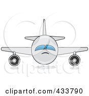 Royalty Free RF Clipart Illustration Of A Front View Of A Gray Airplane by Pams Clipart