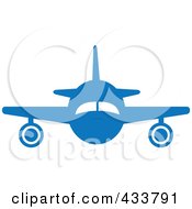 Poster, Art Print Of Front View Of A Blue Airplane