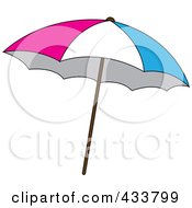 Poster, Art Print Of Pink White And Blue Beach Umbrella