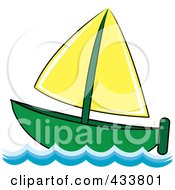 Poster, Art Print Of Green And Yellow Sailboat At Sea