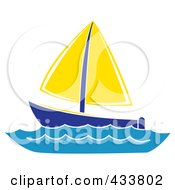 Poster, Art Print Of Blue And Yellow Sailboat At Sea