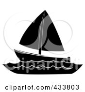 Poster, Art Print Of Black And White Sailboat At Sea