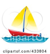 Poster, Art Print Of Red And Yellow Sailboat At Sea