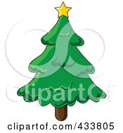 Poster, Art Print Of Star On Top Of A Green Christmas Tree