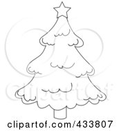 Poster, Art Print Of Line Art Of A Star On Top Of A Christmas Tree