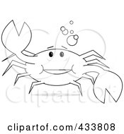 Poster, Art Print Of Line Art Of A Cheerful Crab Holding Up A Claw