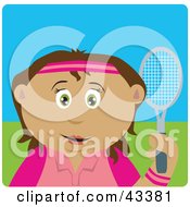 Poster, Art Print Of Hispanic Girl Holding A Tennis Racket