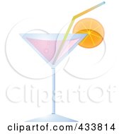 Poster, Art Print Of Pink Cocktail With An Orange Garnish
