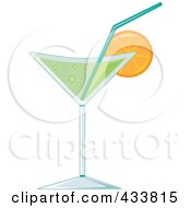 Royalty Free RF Clipart Illustration Of A Green Cocktail With An Orange Garnish