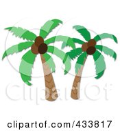 Royalty Free RF Clipart Illustration Of Two Coconut Palm Trees
