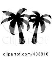 Royalty Free RF Clipart Illustration Of A Black Silhouette Of Two Palm Trees