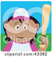 Clipart Illustration Of A Latin American Girl Batting During A Baseball Game