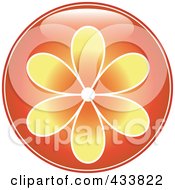 Shiny Round Orange Flower Icon