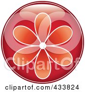 Shiny Round Red Flower Icon