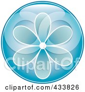 Royalty Free RF Clipart Illustration Of A Shiny Round Blue Flower Icon by Pams Clipart