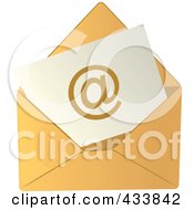 Royalty Free RF Clipart Illustration Of An Arobase Symbol On Paper In A Yellow Envelope