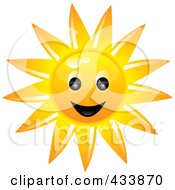 Royalty Free RF Clipart Illustration Of A Smiling Sun Face by Pams Clipart