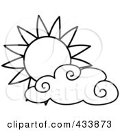 Poster, Art Print Of Outlined Sun And Cloud