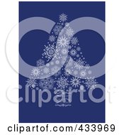 Poster, Art Print Of White Snowflake Christmas Tree With A Swirl Trunk On Blue