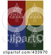 Poster, Art Print Of Digital Collage Of White Snowflake Christmas Trees With Swirl Trunks