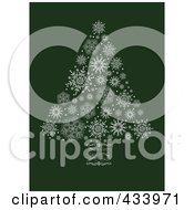 Royalty Free RF Clipart Illustration Of A White Snowflake Christmas Tree With A Swirl Trunk On Green
