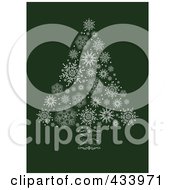 Poster, Art Print Of White Snowflake Christmas Tree With A Swirl Trunk On Green