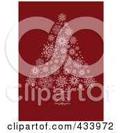 Royalty Free RF Clipart Illustration Of A White Snowflake Christmas Tree With A Swirl Trunk On Dark Red