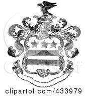 Royalty Free RF Clipart Illustration Of A Black And White Eagle Crest With A Blank Banner by BestVector