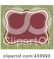 Poster, Art Print Of Christmas Background Of A Red Frame With Copyspace Over A Green Floral Pattern