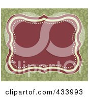 Royalty Free RF Clipart Illustration Of A Christmas Background Of A Red Frame With Copyspace Over A Green Floral Pattern