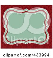 Poster, Art Print Of Christmas Background Of A Green Frame With Copyspace Over A Red Floral Pattern