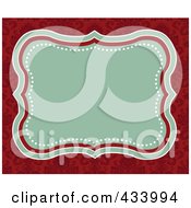 Royalty Free RF Clipart Illustration Of A Christmas Background Of A Green Frame With Copyspace Over A Red Floral Pattern