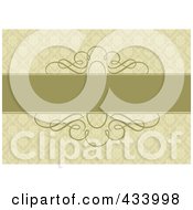 Poster, Art Print Of Royalty-Free Rf Clipart Illustration Of An Ornate Background Of A Green Bar And Swirls Over A Tan Floral Pattern