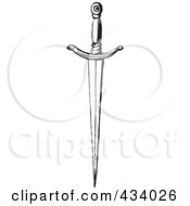 Royalty Free RF Clipart Illustration Of A Vintage Black And White Sketch Of A Sword 4
