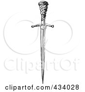 Royalty Free RF Clipart Illustration Of A Vintage Black And White Sketch Of A Sword 2