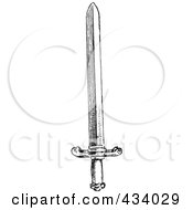 Royalty Free RF Clipart Illustration Of A Vintage Black And White Sketch Of A Sword 3 by BestVector