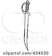 Royalty Free RF Clipart Illustration Of A Vintage Black And White Sketch Of A Sword 5