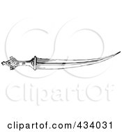Royalty Free RF Clipart Illustration Of A Vintage Black And White Sketch Of A Sword 6