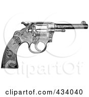 Poster, Art Print Of Vintage Black And White Revolver Sketch