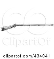 Royalty Free RF Clipart Illustration Of A Vintage Black And White War Gun Sketch 3
