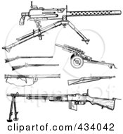 Poster, Art Print Of Digital Collage Of Vintage Black And White War Gun Sketches