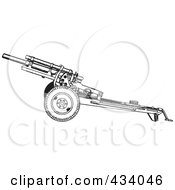 Royalty Free RF Clipart Illustration Of A Vintage Black And White War Gun Sketch 2 by BestVector
