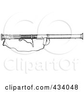 Royalty Free RF Clipart Illustration Of A Vintage Black And White War Gun Sketch 5 by BestVector