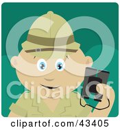 Poster, Art Print Of Mexican Explorer Holding Binoculars On A Safari